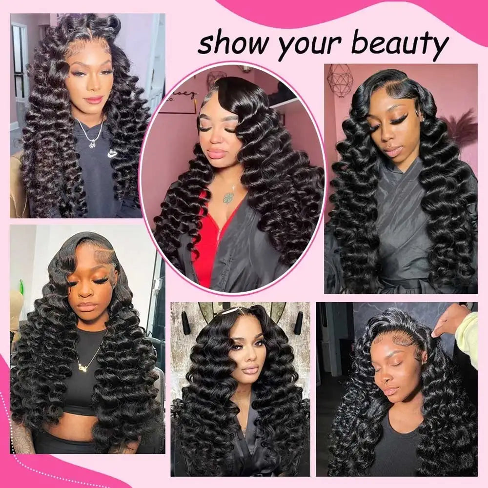 Loose Deep Wave Glueless Lace Wig – 13x4/13x6 HD Lace, Remy Human Hair, 40–42 Inch