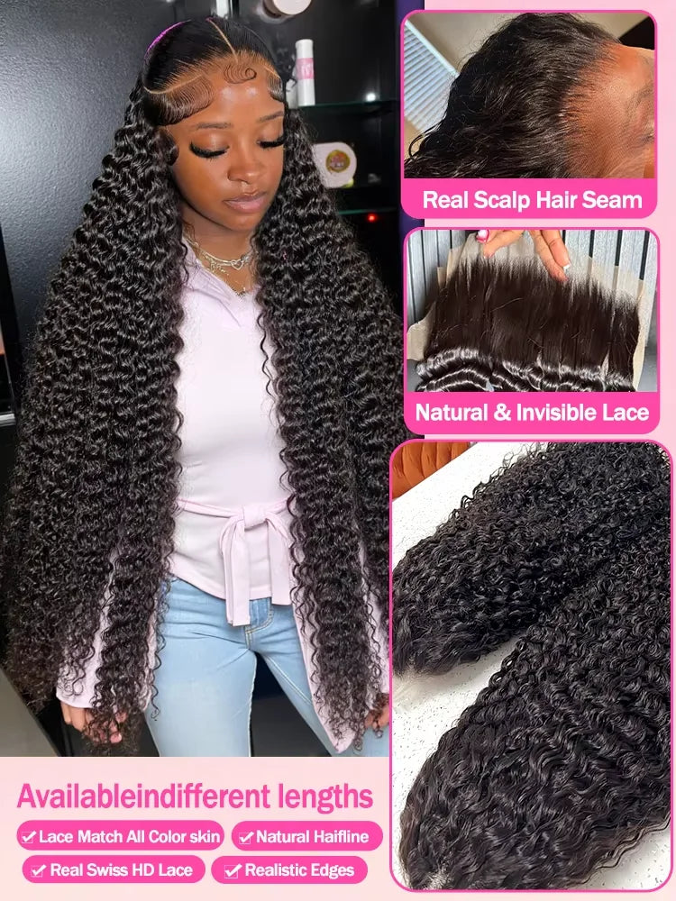 Burmese Raw Curly Lace Front Wig – 250% Density, 13x4/13x6 HD Lace, 30 Inch