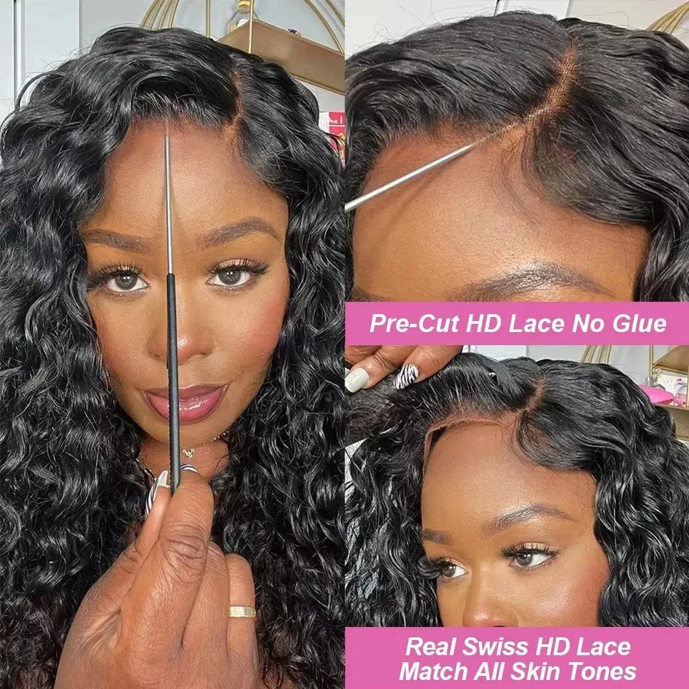 Deep Wave Glueless Lace Frontal Wig – Vietnamese Human Hair, Pre-Plucked, 5x5/13x4/13x6