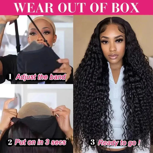 Deep Wave Glueless Lace Frontal Wig – Vietnamese Human Hair, Pre-Plucked, 5x5/13x4/13x6