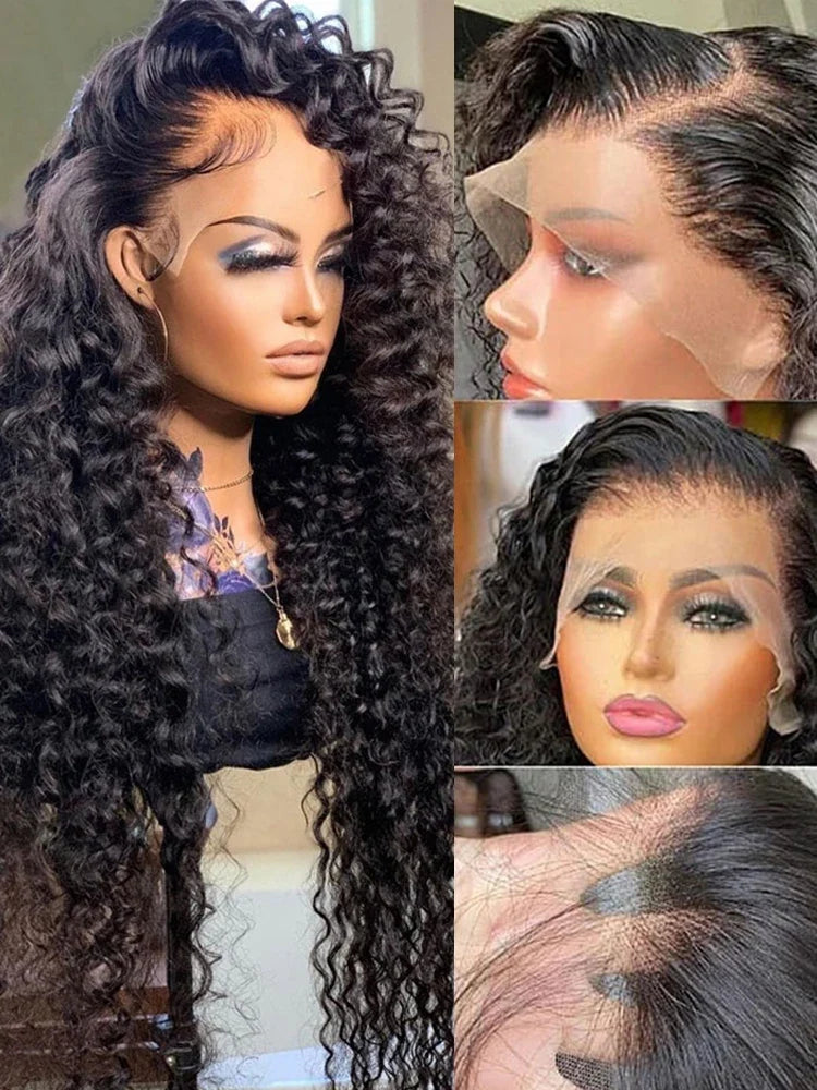 13x4/13x6/360 HD Lace Curly Human Hair Wig – 200% Density, Deep Wave & Water Wave