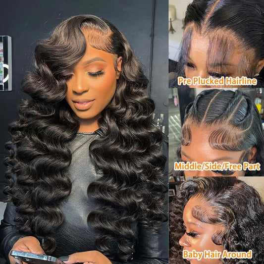 Loose Deep Wave Glueless Lace Wig – 13x4/13x6 HD Lace, Remy Human Hair, 40–42 Inch