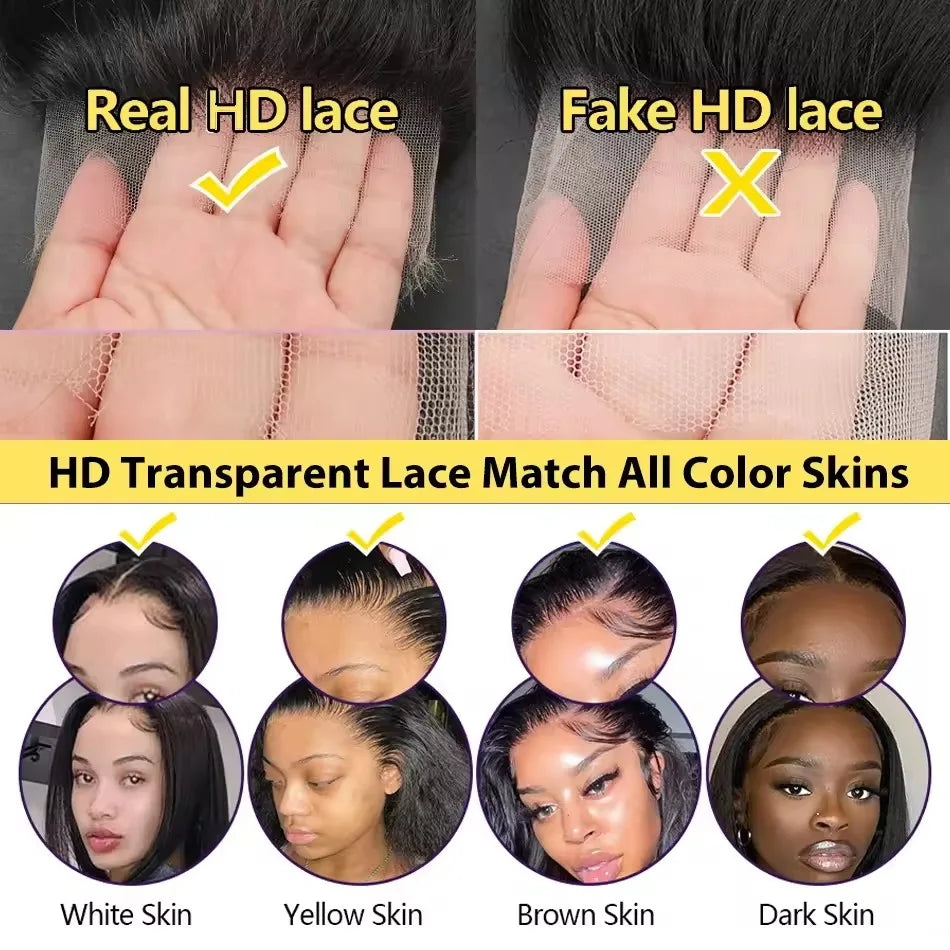 13x4/13x6 HD Lace Deep Wave Frontal Wig – 200% Density, 100% Human Hair, Up to 40 Inch