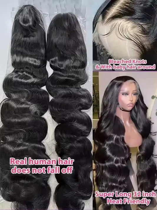 13x4/13x6 HD Lace Front Body Wave Wig – 100% Human Hair, 250% Density, 40–42 Inch