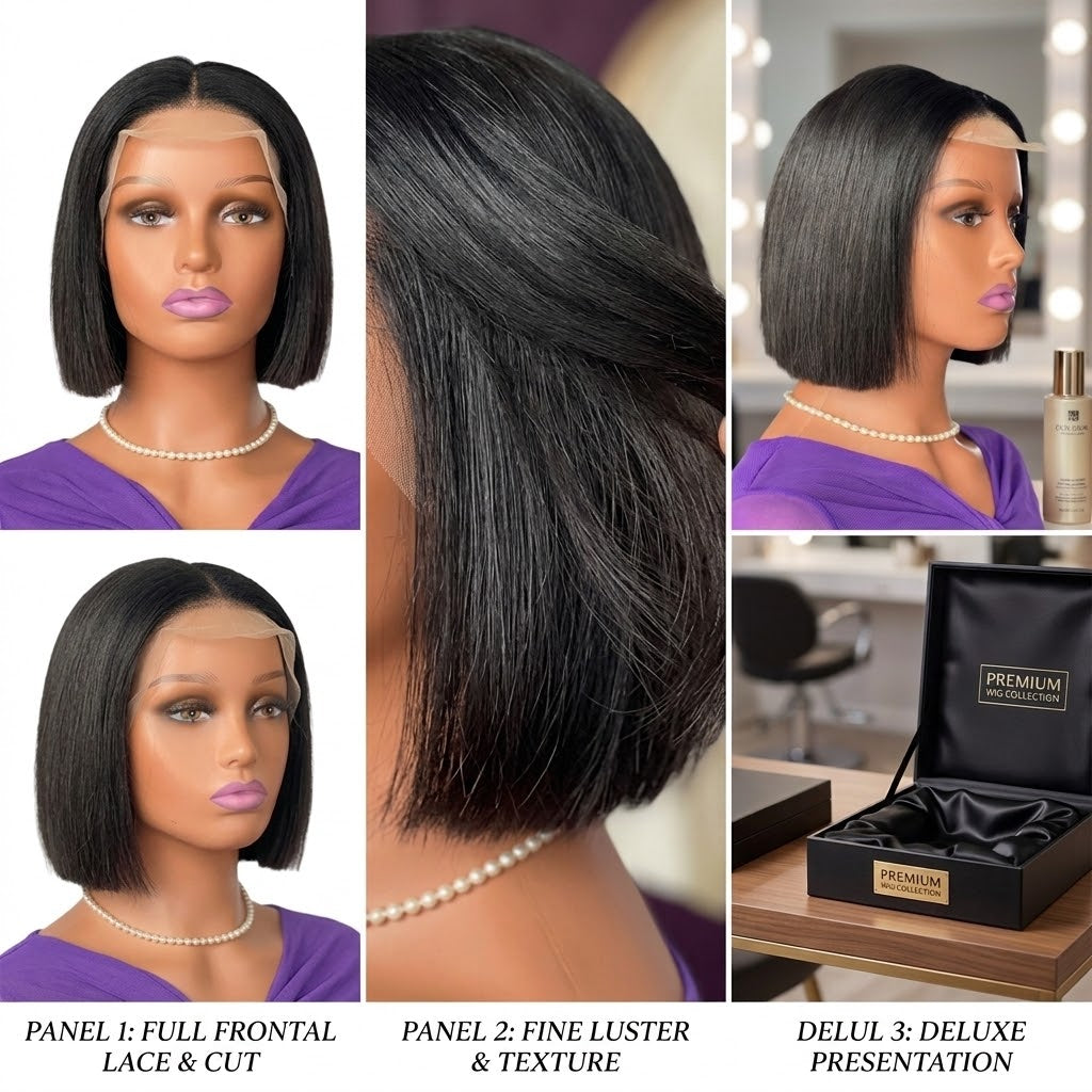 12A Vietnam Bone Straight Bob Human Hair Wigs