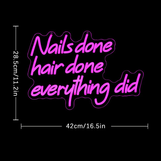"Nail Done Hair Done Everything Did" Neon Sign Business Beauty Salon Barber Shop Makeup Hairdressing Shop Decoration Wall Light